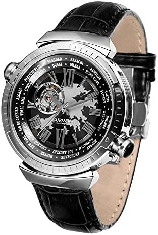 Survan Luxury Hollow Out, Automatic Winding Mechanical Watch (No Battery Need), 23k Real Gold Plating, Top Leather Strap, Winning The Design Competition