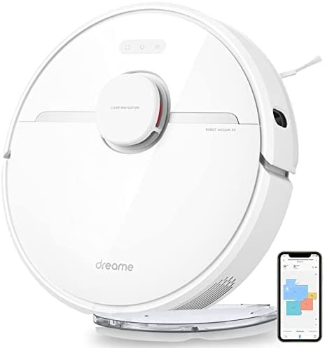 Dreametech D9 Robot Vacuum and Mop Cleaner, Lidar Navigation Robot Vacuum Sweep and Mop 2-in-1, 3000Pa Strong Suction Power, 150min Runtime, Compatible with Alexa, Smart Mapping for Carpet, Hard Floor
