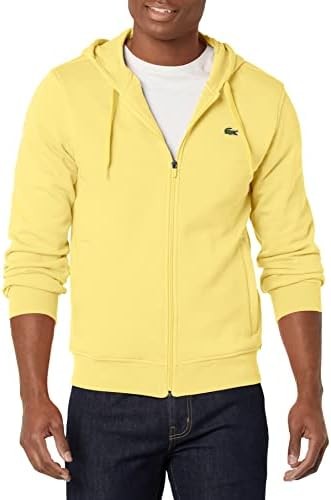 Lacoste 男士運動抓絨全拉鍊連帽衫